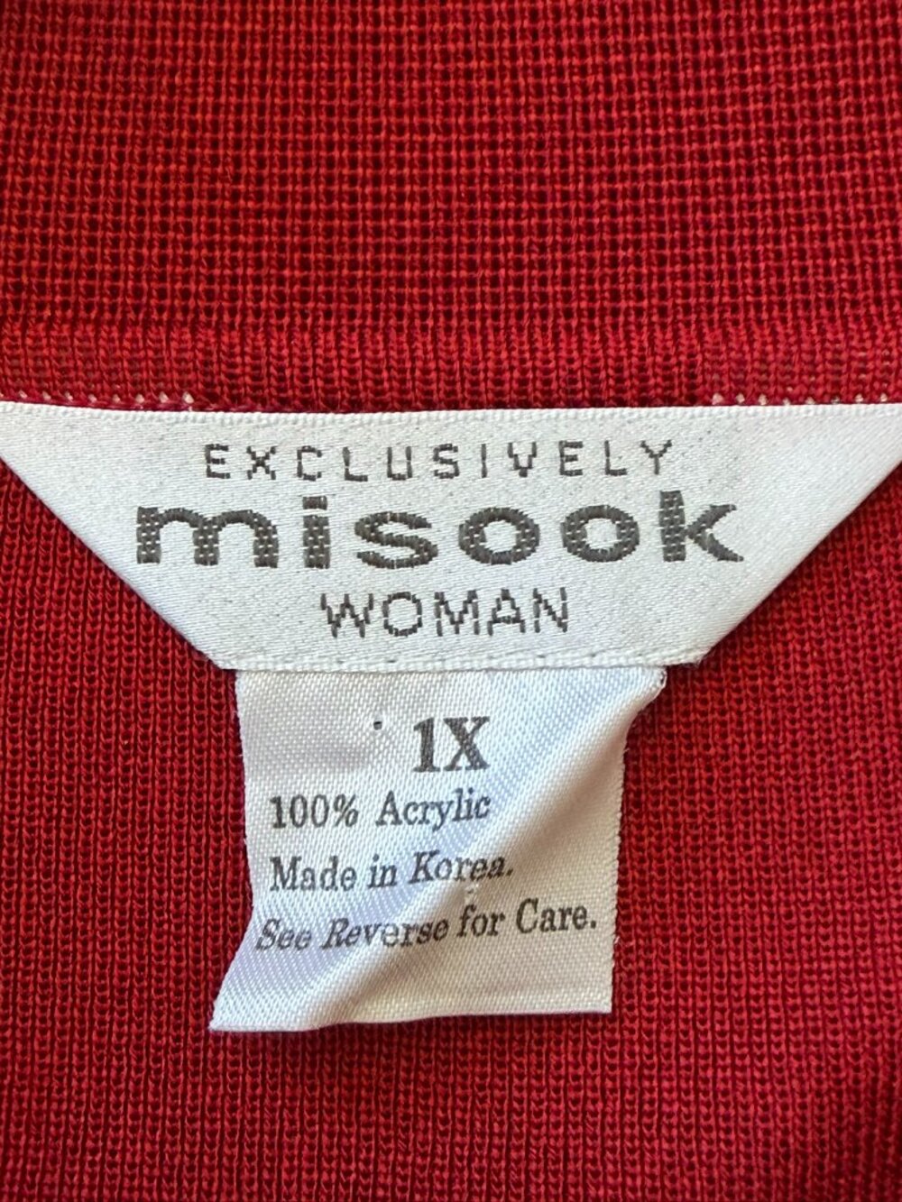 NWOT Exclusively Misook Women Knit Jacket Cardigan Long Sleeve Red Black Trim 1X - Picture 3 of 10
